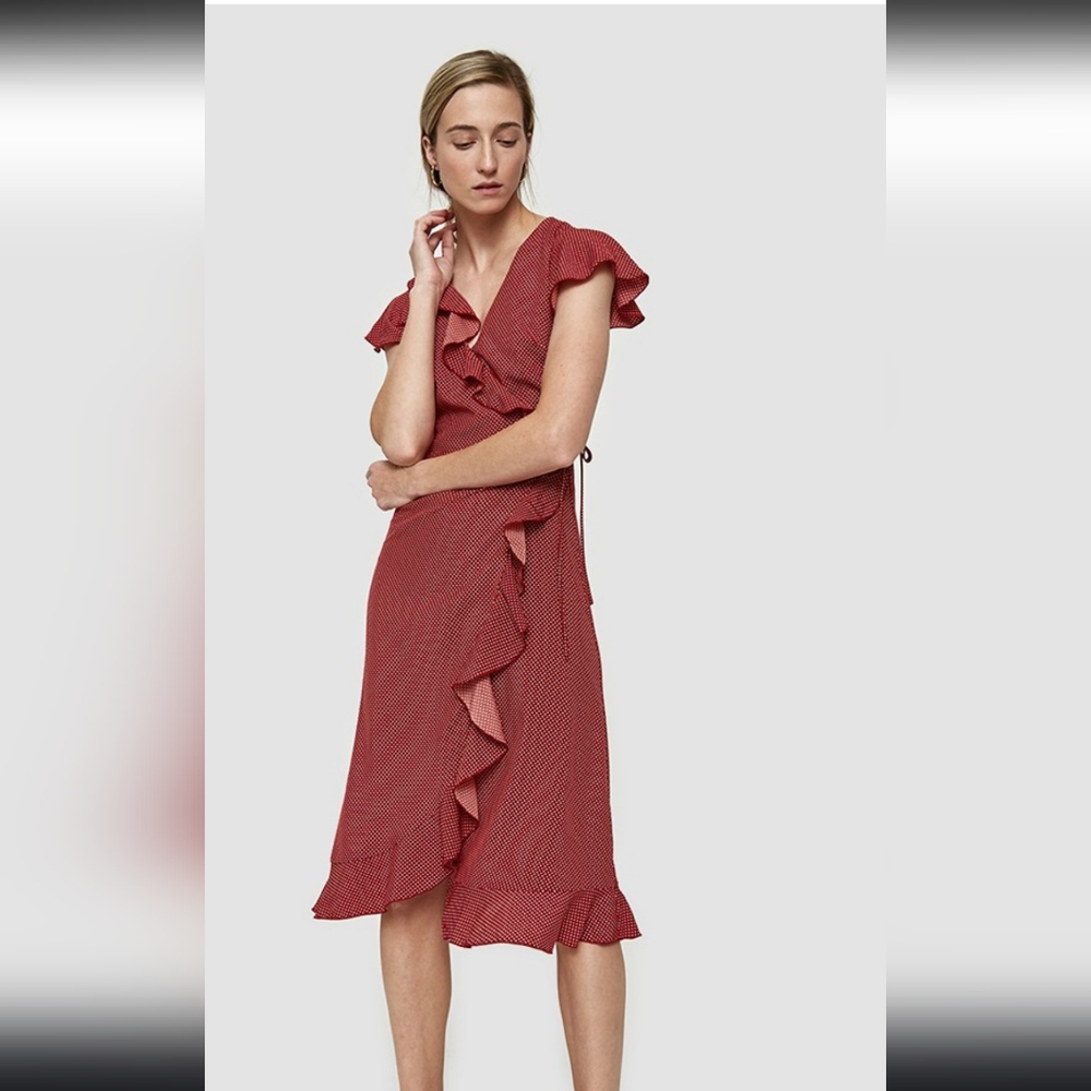 FARROW Red Polkadot Wrap dress